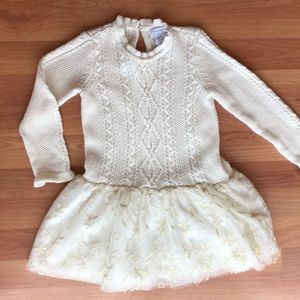 Tahari Little Girls Off White Sweater Dress